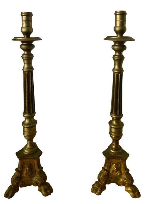 Kandelaar (2) - Brons - Paar kandelaars - 35 cm, Antiek en Kunst, Kunst | Niet-Westerse kunst