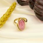 18 Krt. Gouden entourage ring met roze toermalijn; Petit dor, Goud, Met edelsteen, Gebruikt, Ophalen of Verzenden