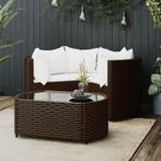 vidaXL 4-delige Loungeset met kussens poly rattan bruin, 4 zitplaatsen, Nieuw, Loungeset, Verzenden