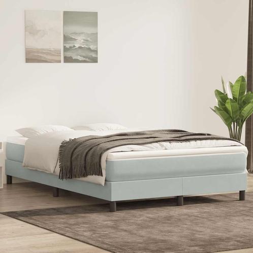 vidaXL Boxspring met matras fluweel lichtgrijs 140x210 cm, Huis en Inrichting, Slaapkamer | Bedden, Grijs, Nieuw, Stof, Tweepersoons