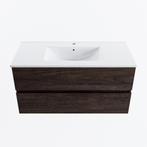 MONDIAZ VICA 100cm badmeubel onderkast Dark Brown 2 lades., Ophalen of Verzenden, Nieuw, Bad