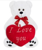 Knuffelbeer Wit 50cm met HartKussen 32cm (Knuffels), Kinderen en Baby's, Speelgoed | Knuffels en Pluche, Verzenden, Nieuw