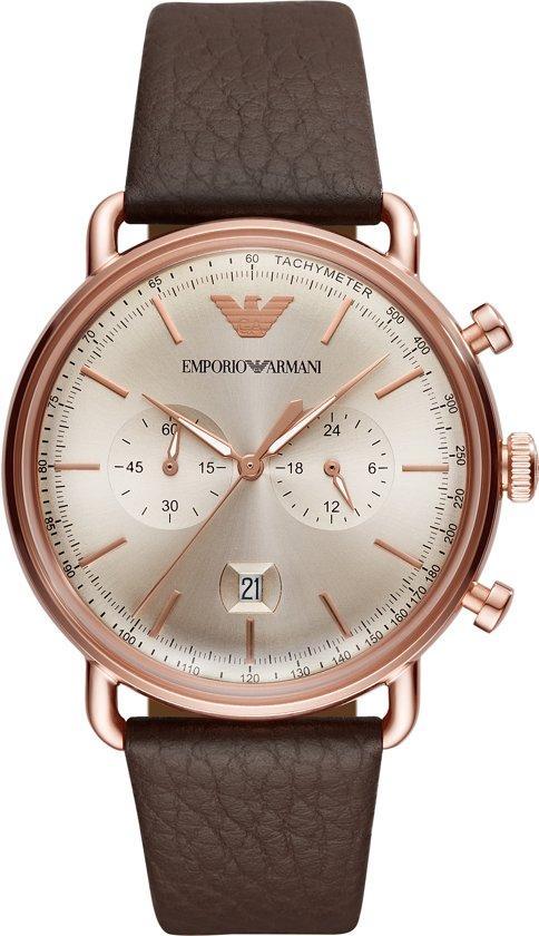 Emporio Armani herenhorloge rosekleurig -Ø 43 mm Leer, Sieraden, Tassen en Uiterlijk, Horloges | Heren, Verzenden