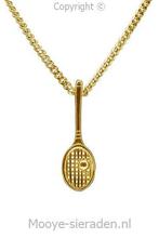 Gouden Tennisracket klein met bal ketting hanger, Verzenden, Nieuw