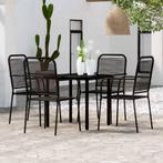 vidaXL 5-delige Tuinset zwart, 4 zitplaatsen, Verzenden, Nieuw, Rvs