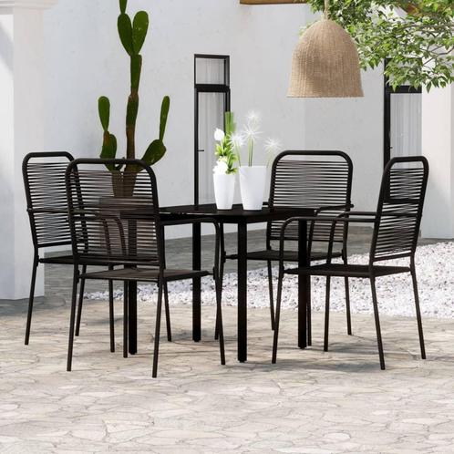 vidaXL 5-delige Tuinset zwart, Tuin en Terras, Tuinsets en Loungesets, Tuinset, Nieuw, 4 zitplaatsen, Rvs, Verzenden