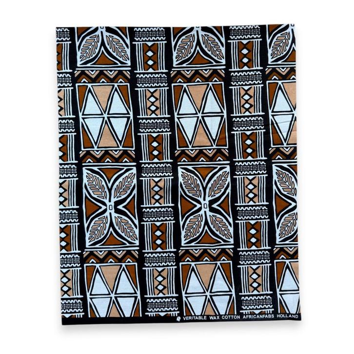 Fat Quarter Afrikaanse Wax Print Stof - Bruin Beige FTQ 8720, Hobby en Vrije tijd, Stoffen en Lappen, Nieuw, Ophalen of Verzenden