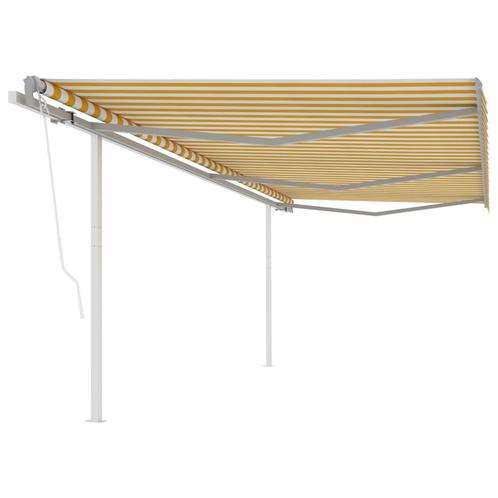 vidaXL Luifel automatisch uittrekbaar met palen 6x3 m geel, Tuin en Terras, Zonneschermen, Nieuw, Verzenden