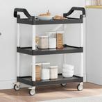 vidaXL Trolley 3-laags 81x41x92 cm aluminium zwart, Huis en Inrichting, Keuken | Keukenbenodigdheden, Verzenden, Nieuw