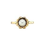 Gouden ring met parel 14 karaat, Sieraden, Tassen en Uiterlijk, Ringen, Verzenden, Wit, Zo goed als nieuw, Met parel