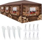 Partytent - 9x3m - Paviljoen - Opvouwbaar - Bruin - Tectake®, Verzenden, Zo goed als nieuw