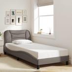 vidaXL Bedframe met hoofdbord stof taupe 90x200 cm, 90 cm, Eenpersoons, Verzenden, Nieuw