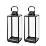 Set van 2 Michigan Windlicht Zwart Small Tuinaccessoires, Verzenden, Nieuw, Staal