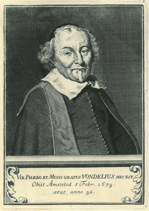 Portrait of Joost van den Vondel, Antiek en Kunst, Kunst | Etsen en Gravures