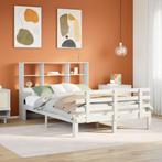vidaXL Bed met boekenkast zonder matras grenenhout wit, Huis en Inrichting, Slaapkamer | Bedden, Verzenden, Wit, Nieuw, Twijfelaar