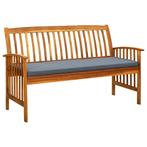 vidaXL Tuinbank met kussen 147 cm massief acaciahout, Tuin en Terras, Tuinbanken, Verzenden, Nieuw, Hout
