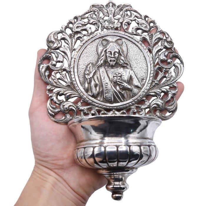 Wijwatervat - 1930-1940 - Plata - Heilig Hart, Antiek en Kunst, Antiek | Goud en Zilver