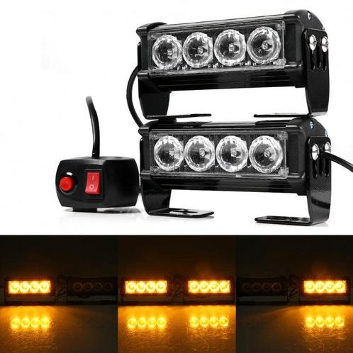 ORANJE bumper flitser 4 LED 12 Volt - Complete Set - Zwart, Auto diversen, Tuning en Styling, Ophalen of Verzenden