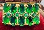 Zonder Minimumprijs - Ring - 9 kt. Geel goud, Zilver Smaragd, Sieraden, Tassen en Uiterlijk, Ringen, Nieuw