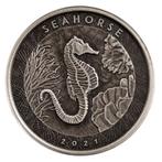 Samoan Seahorse - 1 oz 2021 Antique Finish  (5.000 oplage), Verzenden, Losse munt, Zilver