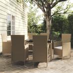 vidaXL 7-delige Tuinset met kussens poly rattan beige, Tuin en Terras, Tuinsets en Loungesets, 6 zitplaatsen, Nieuw, Tuinset, Verzenden