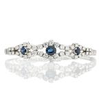 Armband - 14 karaat Witgoud - 3.20ct. tw. Saffier - Diamant, Sieraden, Tassen en Uiterlijk, Armbanden, Nieuw