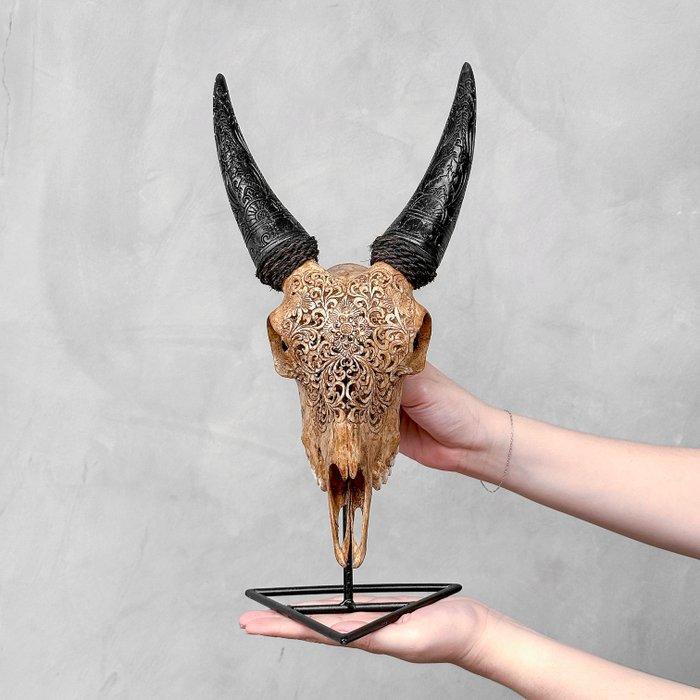 Geen veilingprijs - authentieke bruine gewei met gegraveerde, Antiek en Kunst, Kunst | Designobjecten