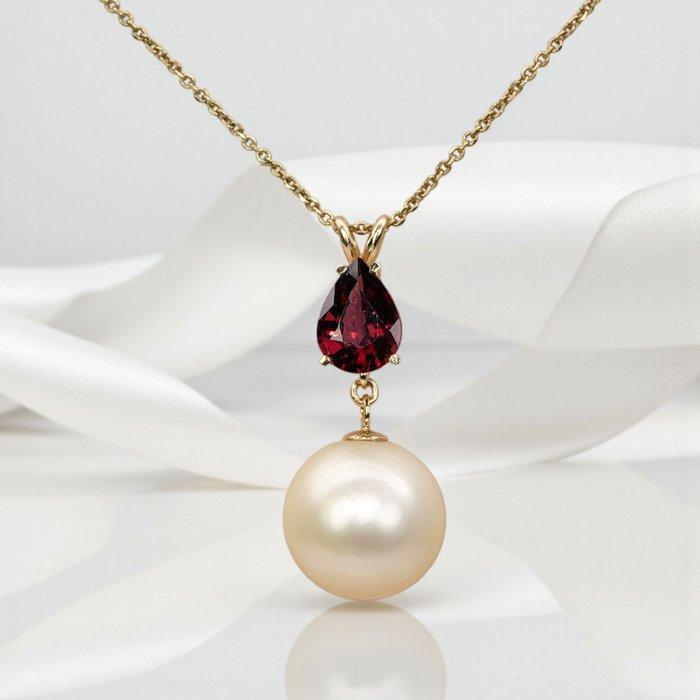 Zonder Minimumprijs - Hanger - 14 karaat Geel goud Granaat -, Sieraden, Tassen en Uiterlijk, Antieke sieraden