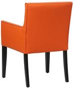 Oranje leren landelijke eetkamerstoel - Toledo Leer Orange (, Huis en Inrichting, Stoelen, Nieuw, Leer, Ophalen of Verzenden, Landelijk