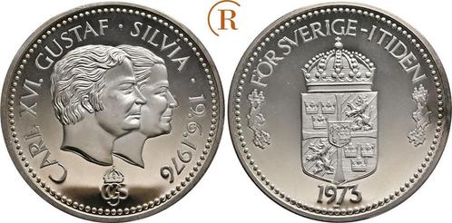 Feinzilver medaille Hochzeit mit Silvia 1976 Schweden:, Postzegels en Munten, Munten en Bankbiljetten | Toebehoren, Verzenden