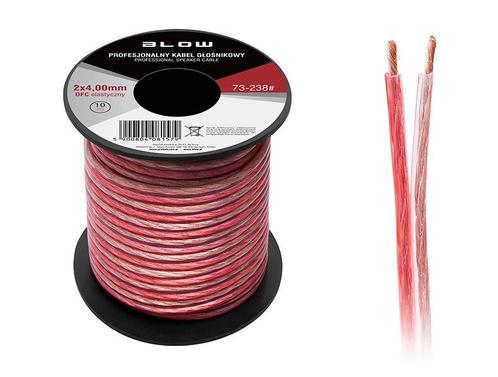 OFC luidsprekerkabel 2 x 4.00 mm transparant/rood op rol 10, Doe-het-zelf en Verbouw, Overige Doe-het-zelf en Verbouw, Nieuw, Ophalen of Verzenden