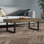 vidaXL Salontafel 120x60x40 cm MDF en ijzer donkerbruin en, Huis en Inrichting, Tafels | Salontafels, Overige materialen, 100 tot 150 cm