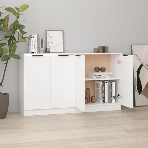 vidaXL Dressoirs 2 st 60x30x70 cm bewerkt hout wit, Huis en Inrichting, Kasten | Dressoirs, 25 tot 50 cm, Nieuw, 50 tot 100 cm