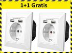 Wandcontactdoos Met 2 USB Poorten - Inbouw Stopcontact (NL), Nieuw, Verzenden