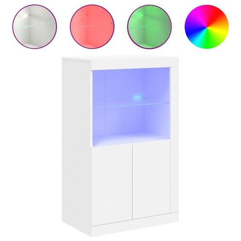Moderne Bijzetkast Wit met LED - Retourdeal - Design Look!, Huis en Inrichting, Tafels | Bijzettafels, 60 cm of meer, 55 tot 75 cm