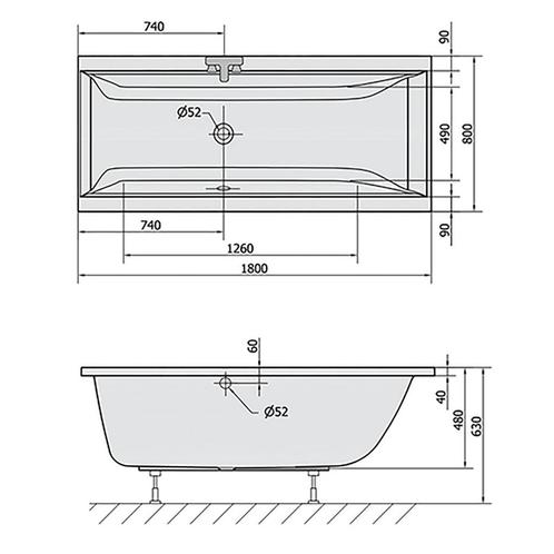 Ligbad Polysan Cleo Inbouw 180x80x48 cm Wit, Doe-het-zelf en Verbouw, Sanitair, Ophalen of Verzenden