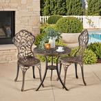 Bistroset Lyon voor 2 personen, weerbestendig aluminium - zw, Tuin en Terras, Tuinsets en Loungesets, Verzenden, Nieuw