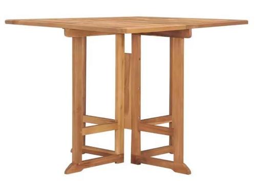 Teakhouten Tuintafel Opvouwbaar – 90x90 cm Massief Hout, Tuin en Terras, Tuintafels, Nieuw, Verzenden