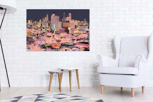 Carlos Arriaga - Manhattan from Brooklyn in purple - XL, Antiek en Kunst, Kunst | Schilderijen | Modern