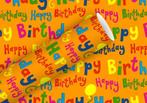 Inpakpapier 2mx70cm Pop Birthday tangerine, Nieuw, Overige typen, Ophalen of Verzenden