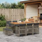 vidaXL 11-delige Tuinset met kussens poly rattan grijs, Tuin en Terras, Meer dan 8 zitplaatsen, Nieuw, Tuinset, Verzenden