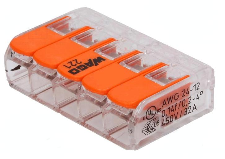 Wago verbindingsklem 5-VOUDIG 0,2-4 MM² - Doorvoerconnector, Doe-het-zelf en Verbouw, Overige Doe-het-zelf en Verbouw, Nieuw, Ophalen of Verzenden