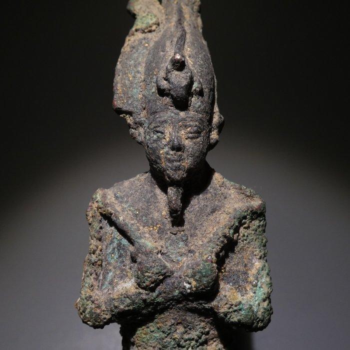 Oud-Egyptisch Brons Osiris God Beeldhouwwerk. 15,5 H. Laat, Verzamelen, Mineralen en Fossielen