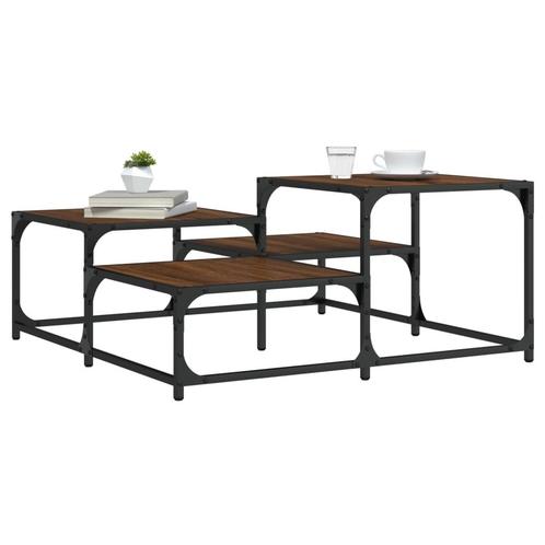 vidaXL Salontafel 87,5x87,5x40 cm bewerkt hout bruin, Huis en Inrichting, Tafels | Salontafels, 50 tot 100 cm, Vierkant, Nieuw