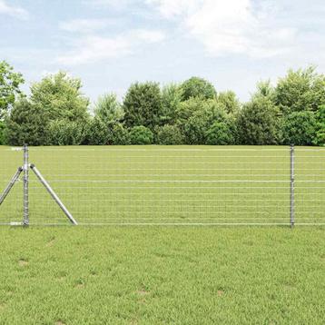 vidaXL Hecke met palen Grijs 0.4 x 25 m Staal beschikbaar voor biedingen