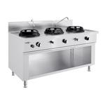 GGM Gastro | Gas wok fornuis - 45 kW - 3-pits - incl. 2 mini, Nieuw, Inbouw, Verzenden