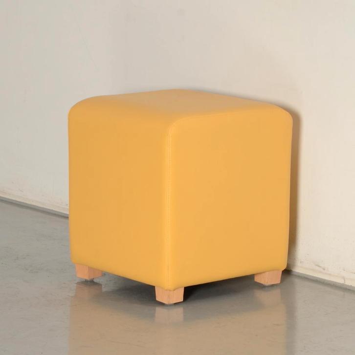 Mobitec poef, geel leder, 48 x 42 x 40 cm, Zakelijke goederen, Kantoor en Winkelinrichting | Kantoormeubilair en Inrichting, Ophalen of Verzenden