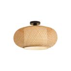 Japandi plafondlamp bamboe met witte binnenkant - Liva, Huis en Inrichting, Lampen | Plafondlampen, Nieuw, Japandi