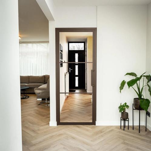 Stalen Binnendeur - Brons - 3 Vlaks - Helder glas, Doe-het-zelf en Verbouw, Deuren en Horren, Nieuw, Metaal, Binnendeur, 200 tot 215 cm