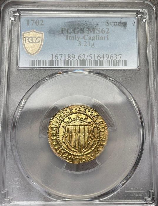Koninkrijk Spanje. Felipe V. scudo doro 1702 - Cagliari, Postzegels en Munten, Munten | Europa | Niet-Euromunten